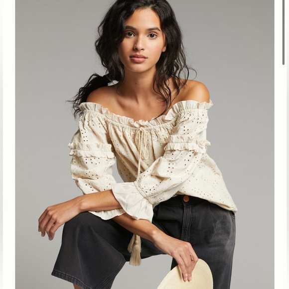 ANTHROPOLOGIE | JANE EYELET LACE OFF THE SHOULDER BLOUSE | 14 - Picture 4 of 12